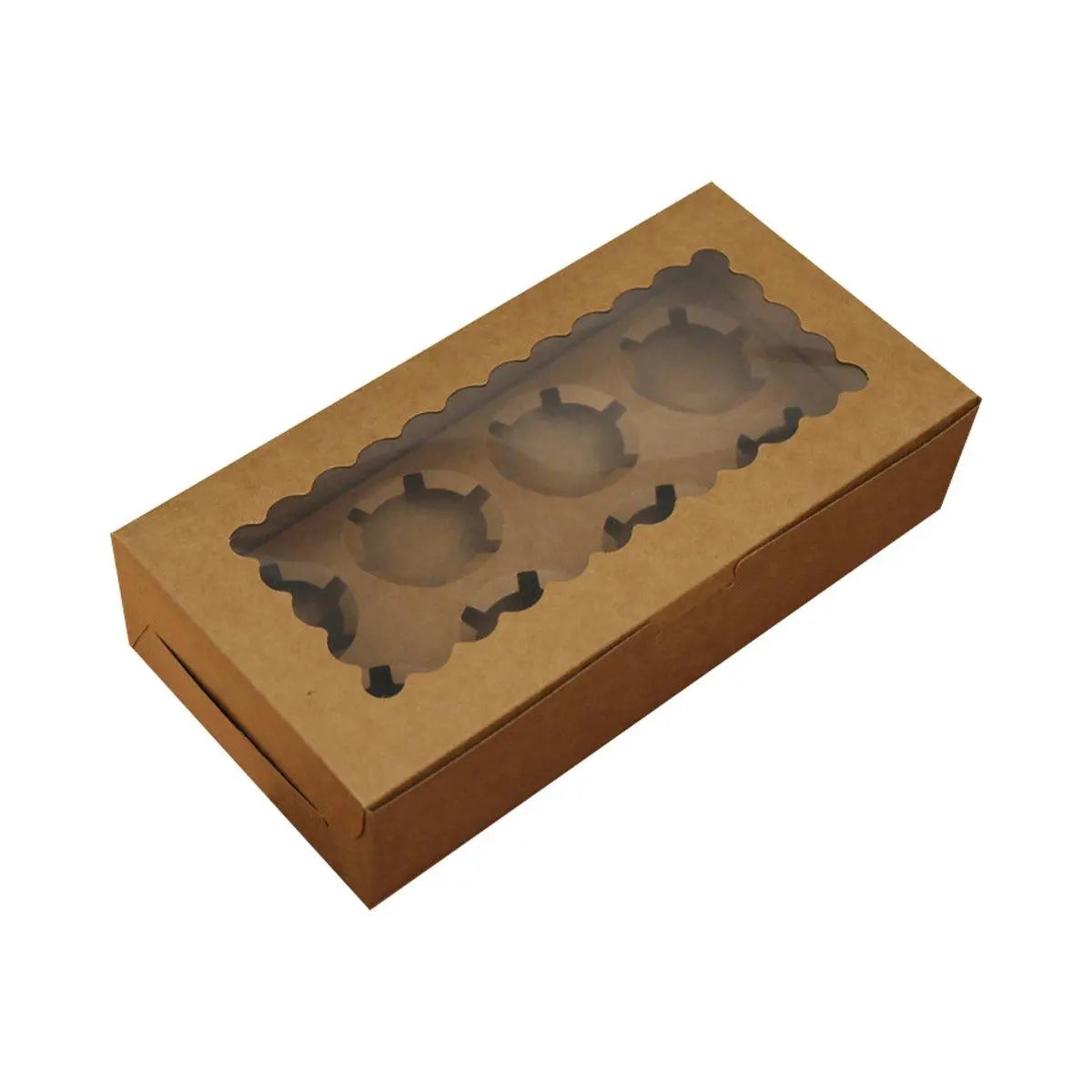 25Pcs Paper Cupcake Box with Window for Party Wedding Bakery Gift Packaging - 1 Hole Wholesale Hub