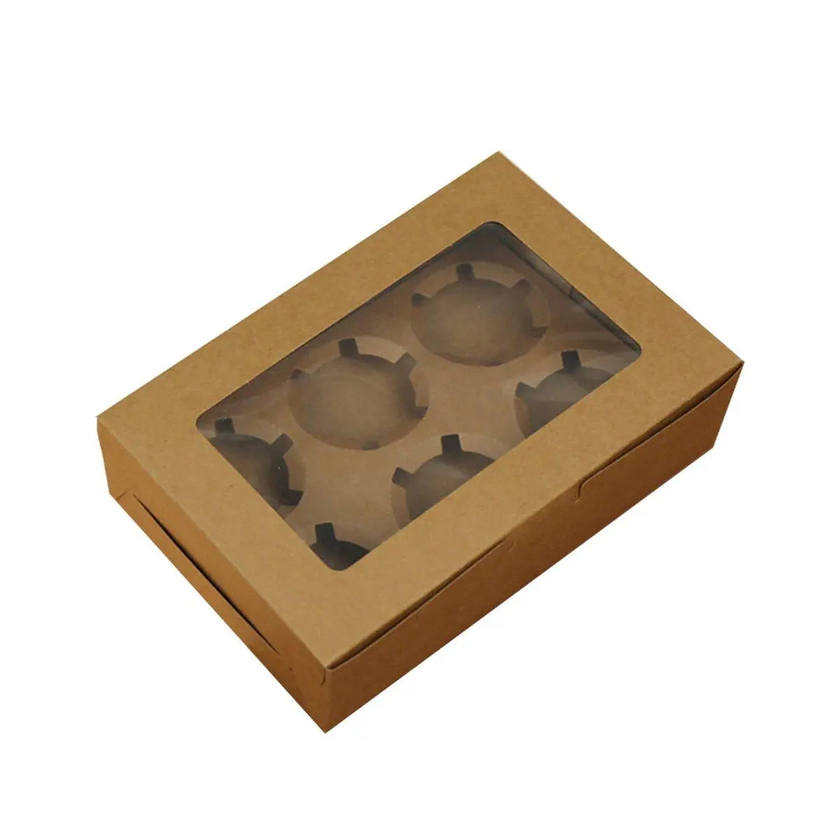 25Pcs Paper Cupcake Box with Window for Party Wedding Bakery Gift Packaging - 1 Hole Wholesale Hub