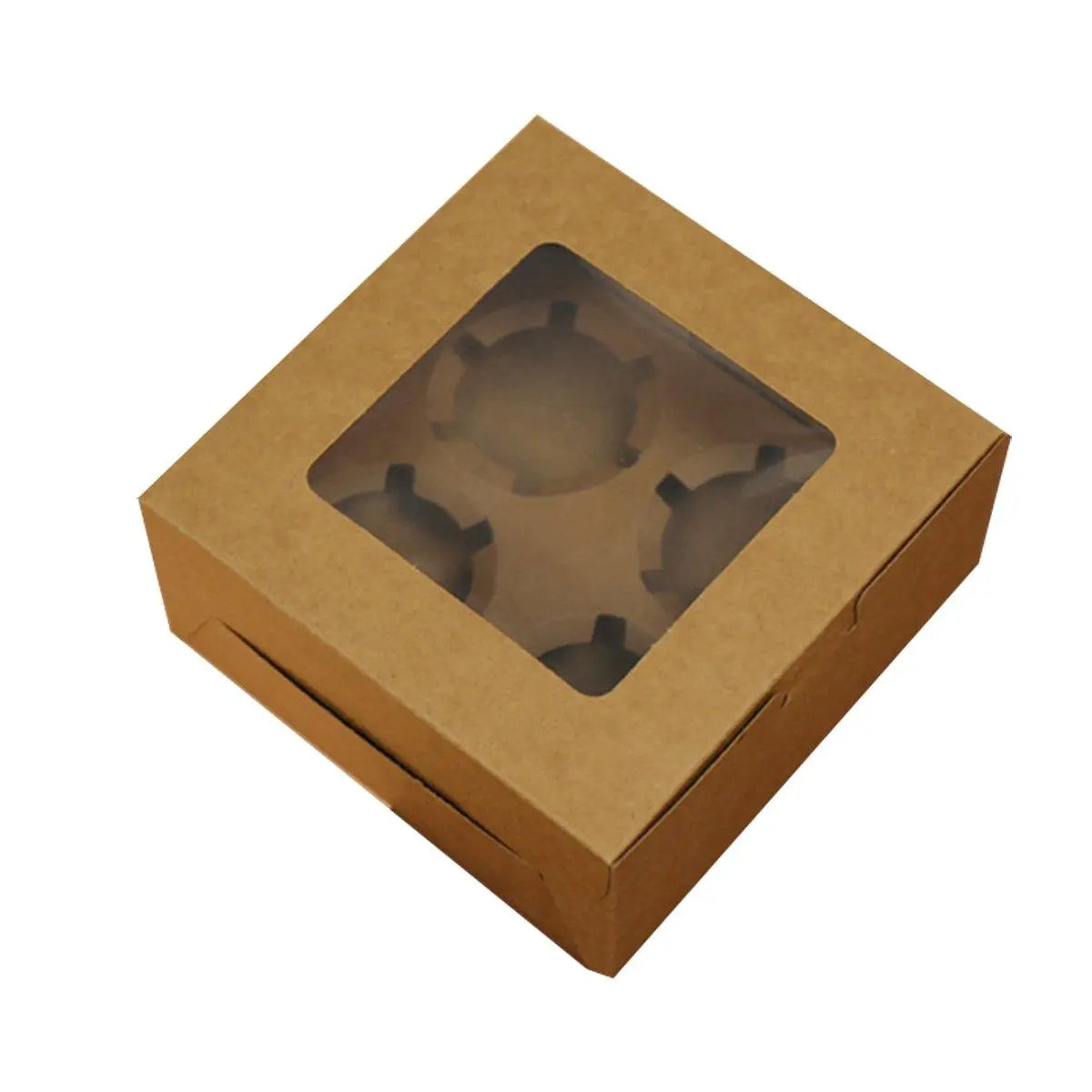 25Pcs Paper Cupcake Box with Window for Party Wedding Bakery Gift Packaging - 1 Hole Wholesale Hub