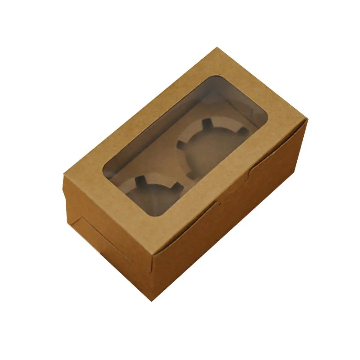 25Pcs Paper Cupcake Box with Window for Party Wedding Bakery Gift Packaging - 1 Hole Wholesale Hub