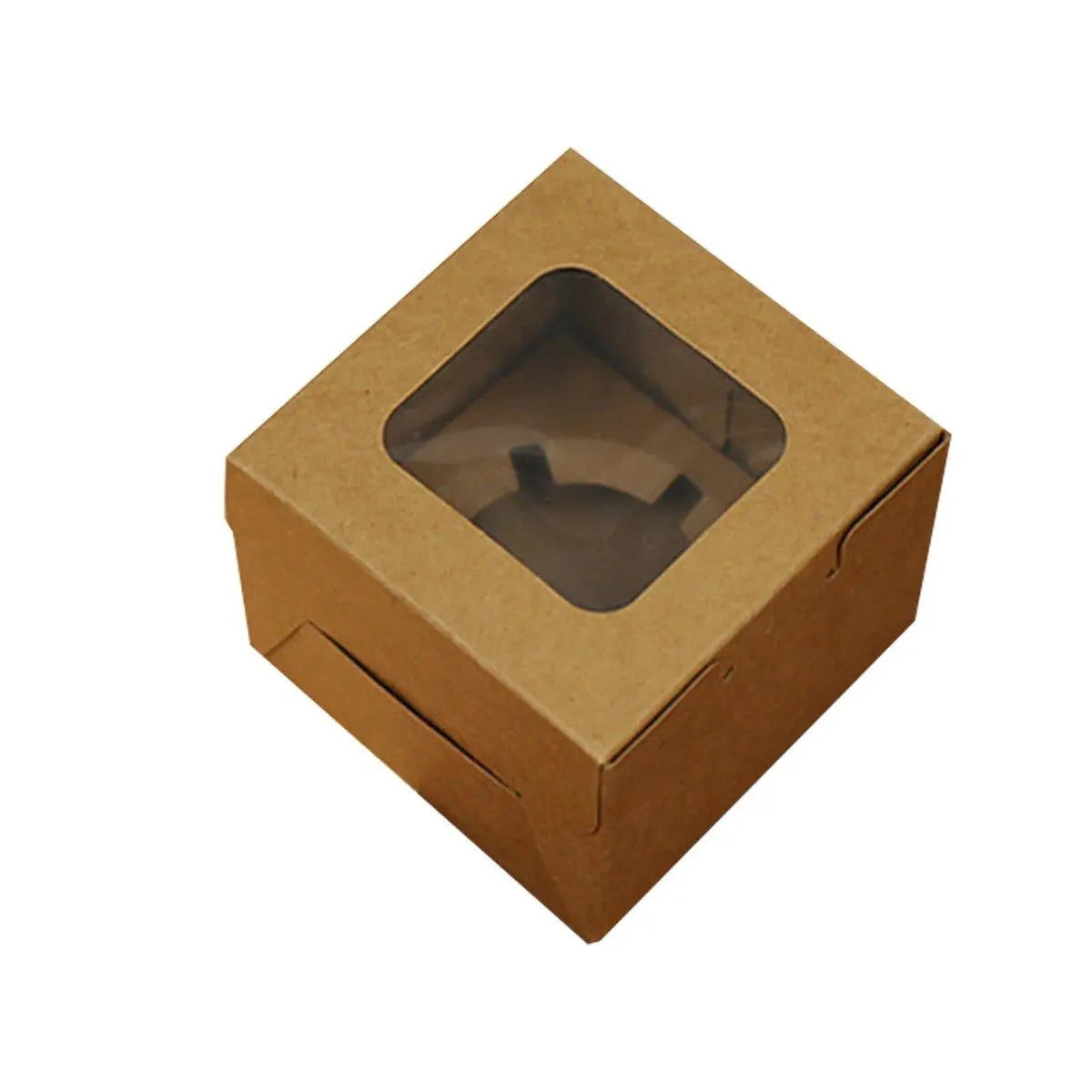 25Pcs Paper Cupcake Box with Window for Party Wedding Bakery Gift Packaging - 1 Hole Wholesale Hub