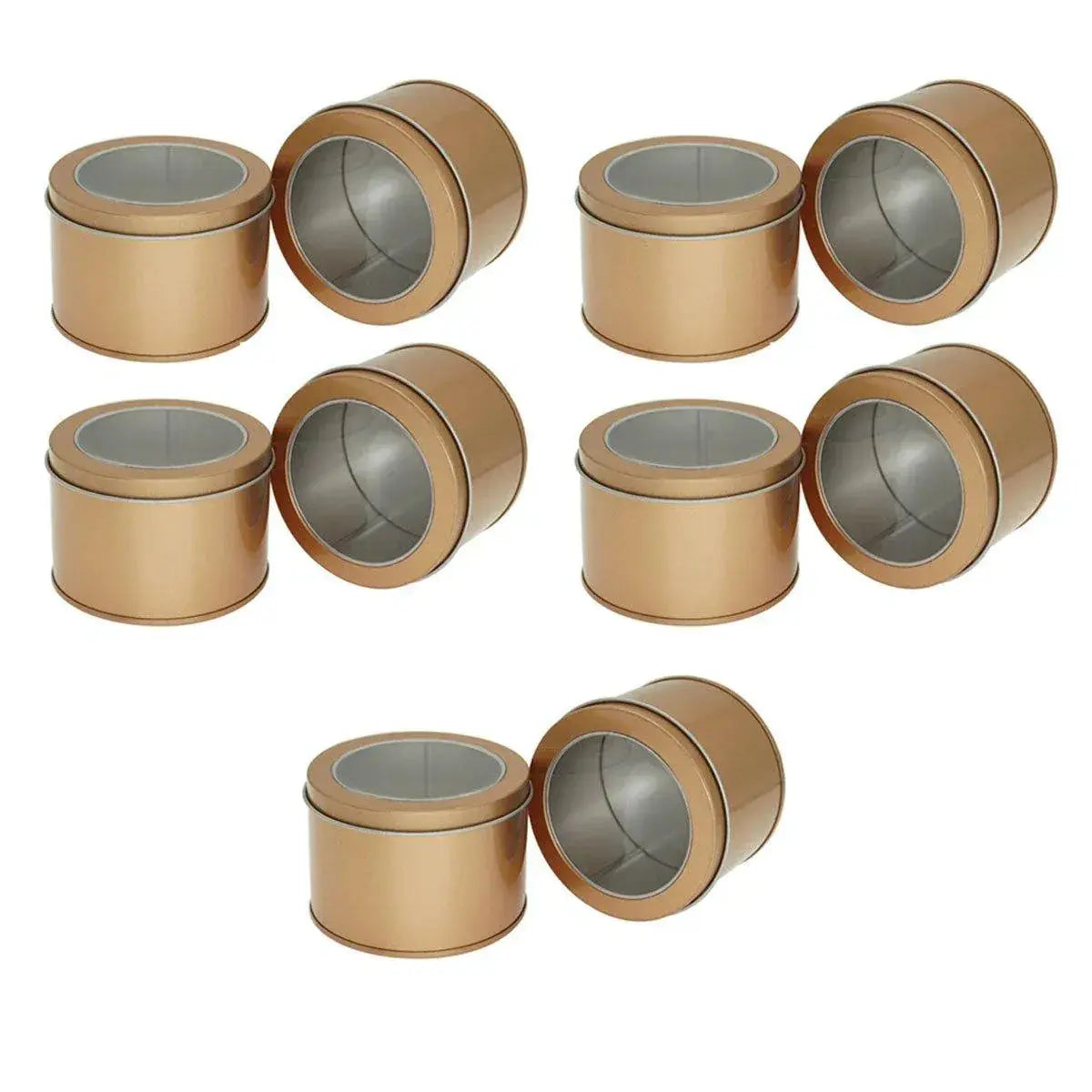 10pcs Open Window Cake Tin Box Bakery Biscuit Packaging Storage Tin Box Set - Gold Wholesale Hub