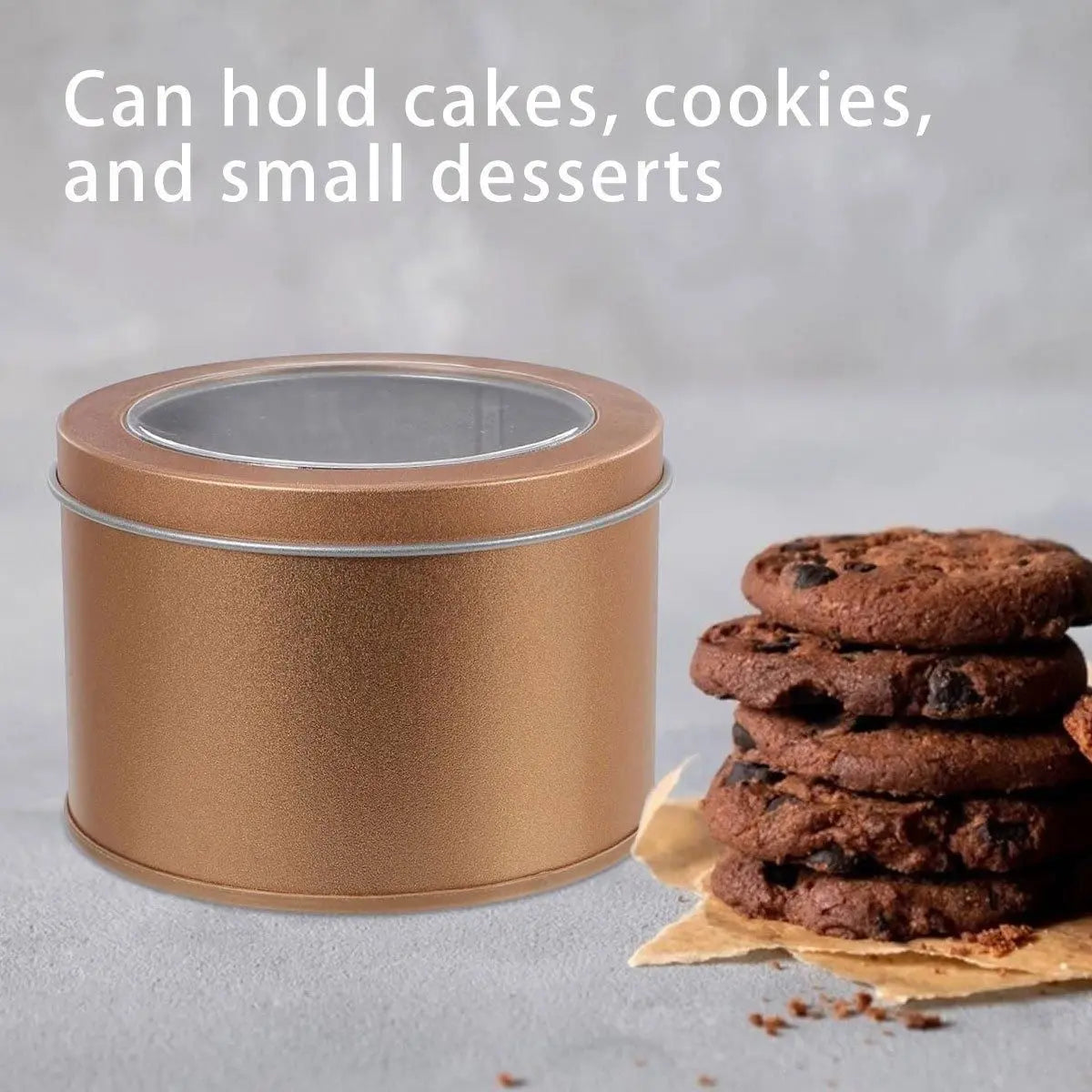10pcs Open Window Cake Tin Box Bakery Biscuit Packaging Storage Tin Box Set - Gold Wholesale Hub