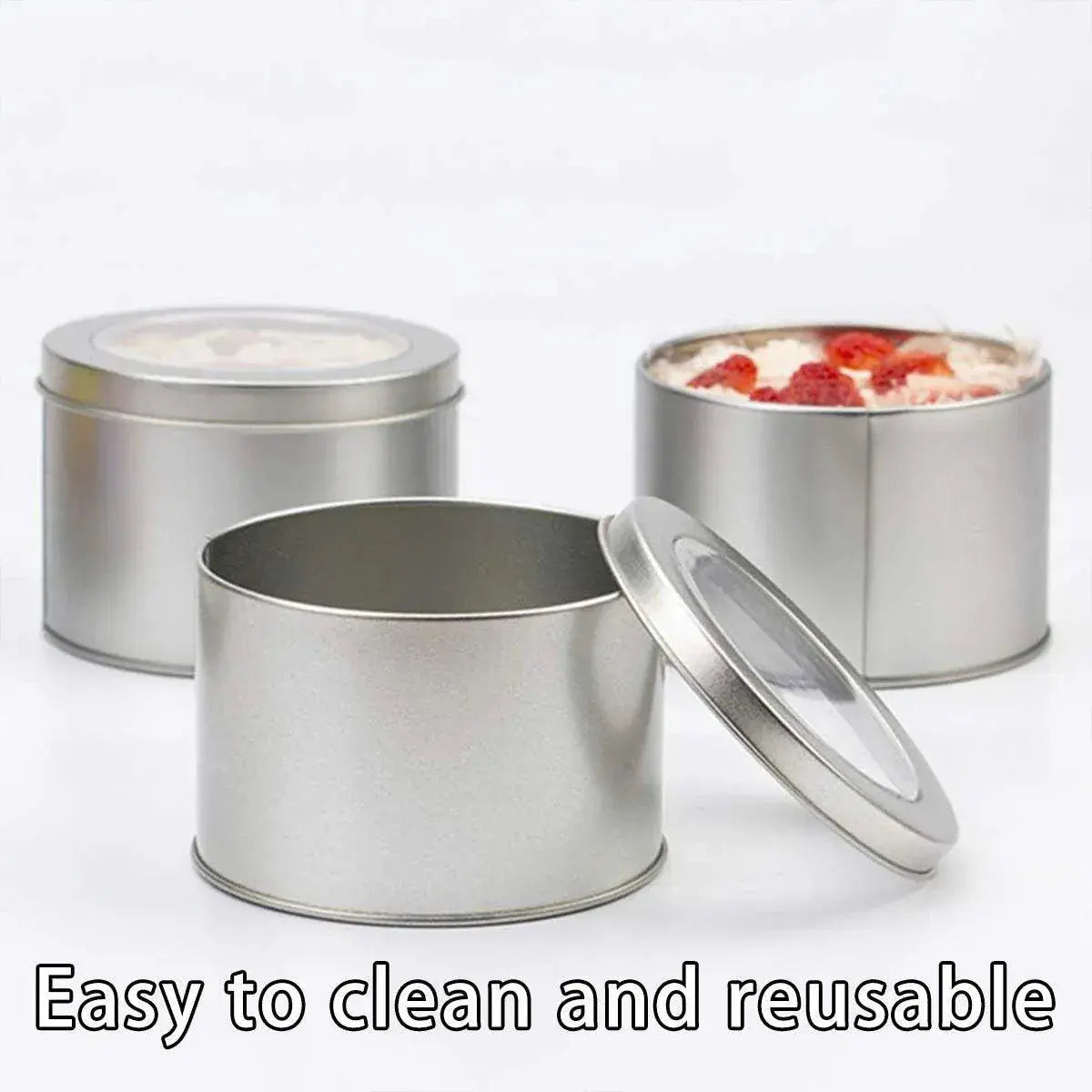 10pcs Open Window Cake Tin Box Bakery Biscuit Packaging Storage Tin Box Set - Gold Wholesale Hub