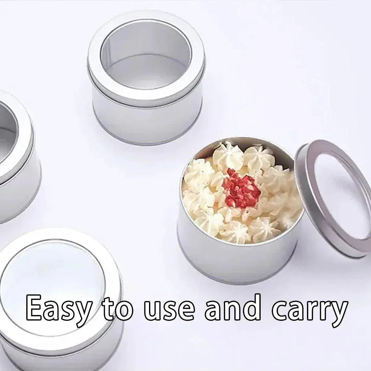 10pcs Open Window Cake Tin Box Bakery Biscuit Packaging Storage Tin Box Set - Gold Wholesale Hub