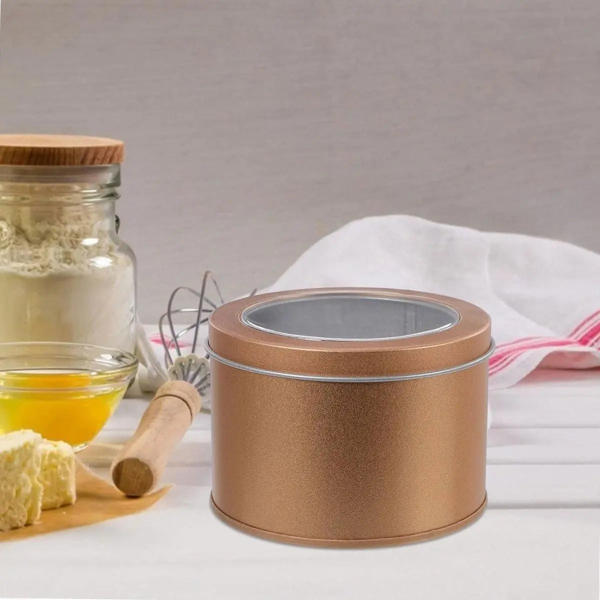 10pcs Open Window Cake Tin Box Bakery Biscuit Packaging Storage Tin Box Set - Gold Wholesale Hub
