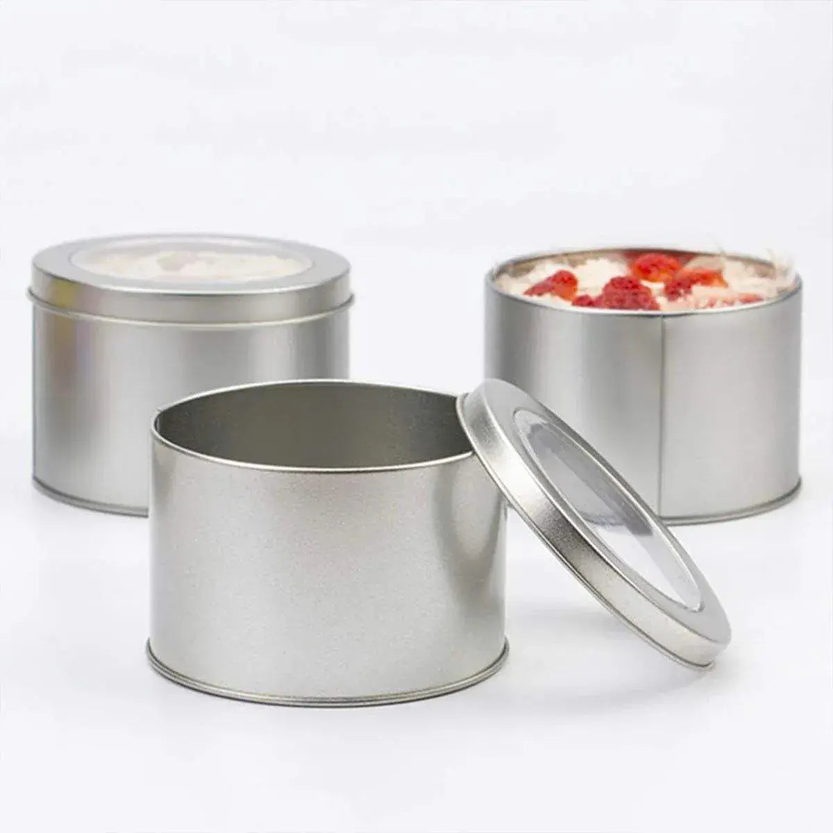 10pcs Open Window Cake Tin Box Bakery Biscuit Packaging Storage Tin Box Set - Gold Wholesale Hub