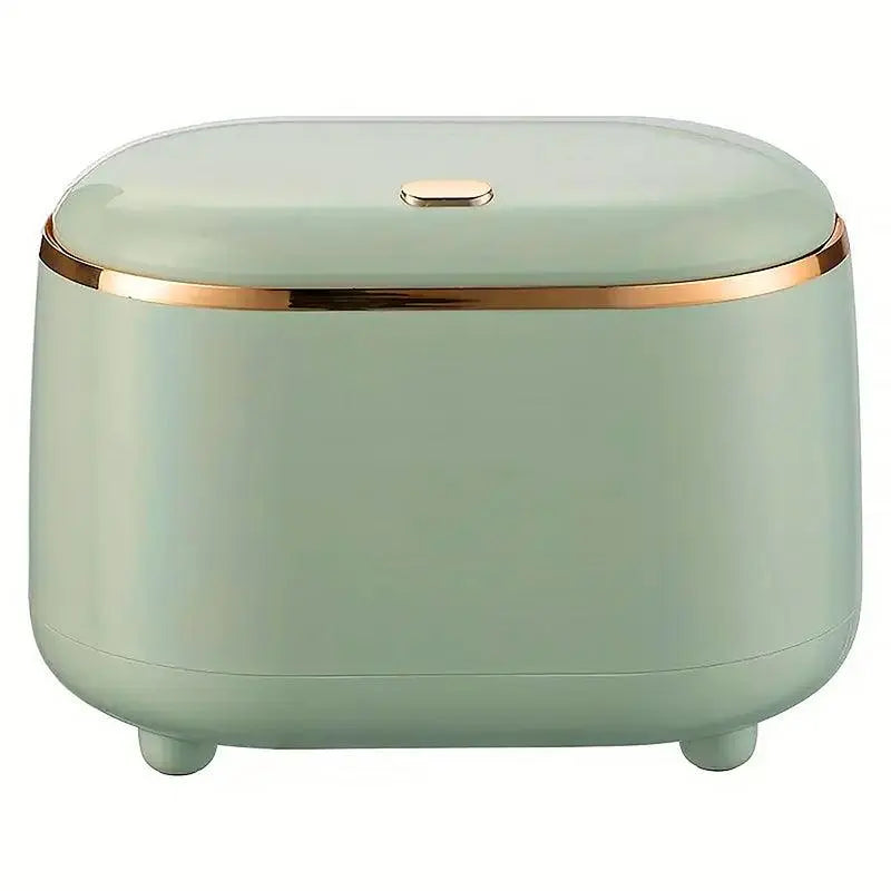 Small Desktop Trash Can Oval Pop Up Lid Rubbish Bin Waste Organizer Container - Beige Wholesale Hub