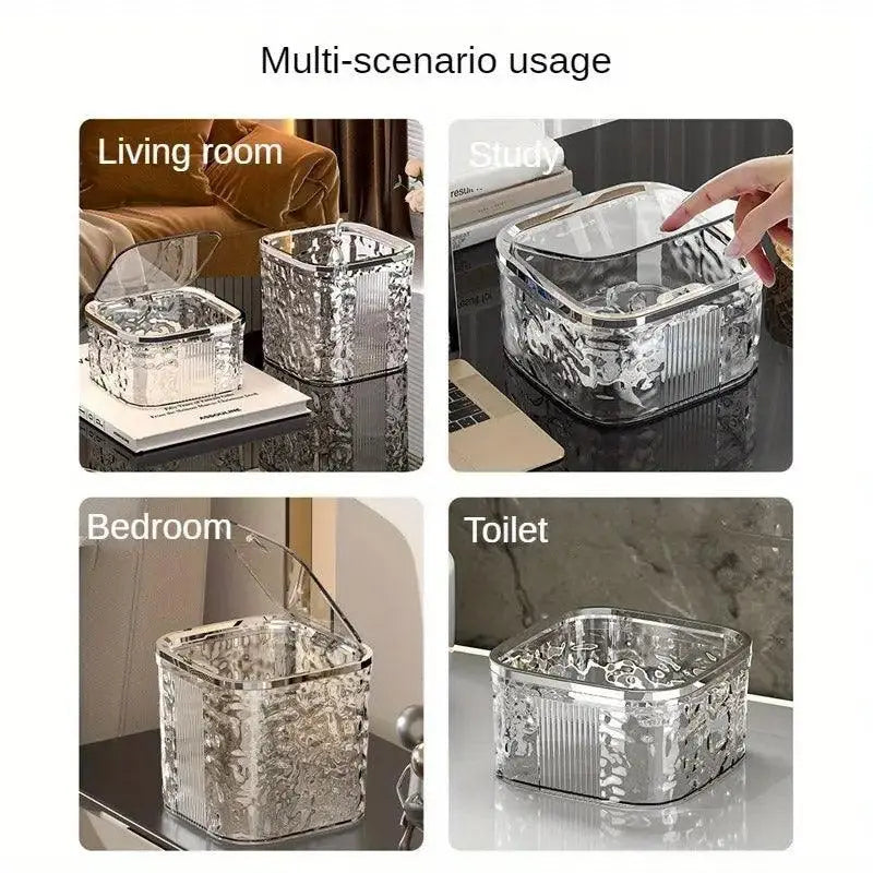 Desktop Mini Trash Can Small Waste Bin Storage Bucket for Office Kitchen Home - White-S Wholesale Hub