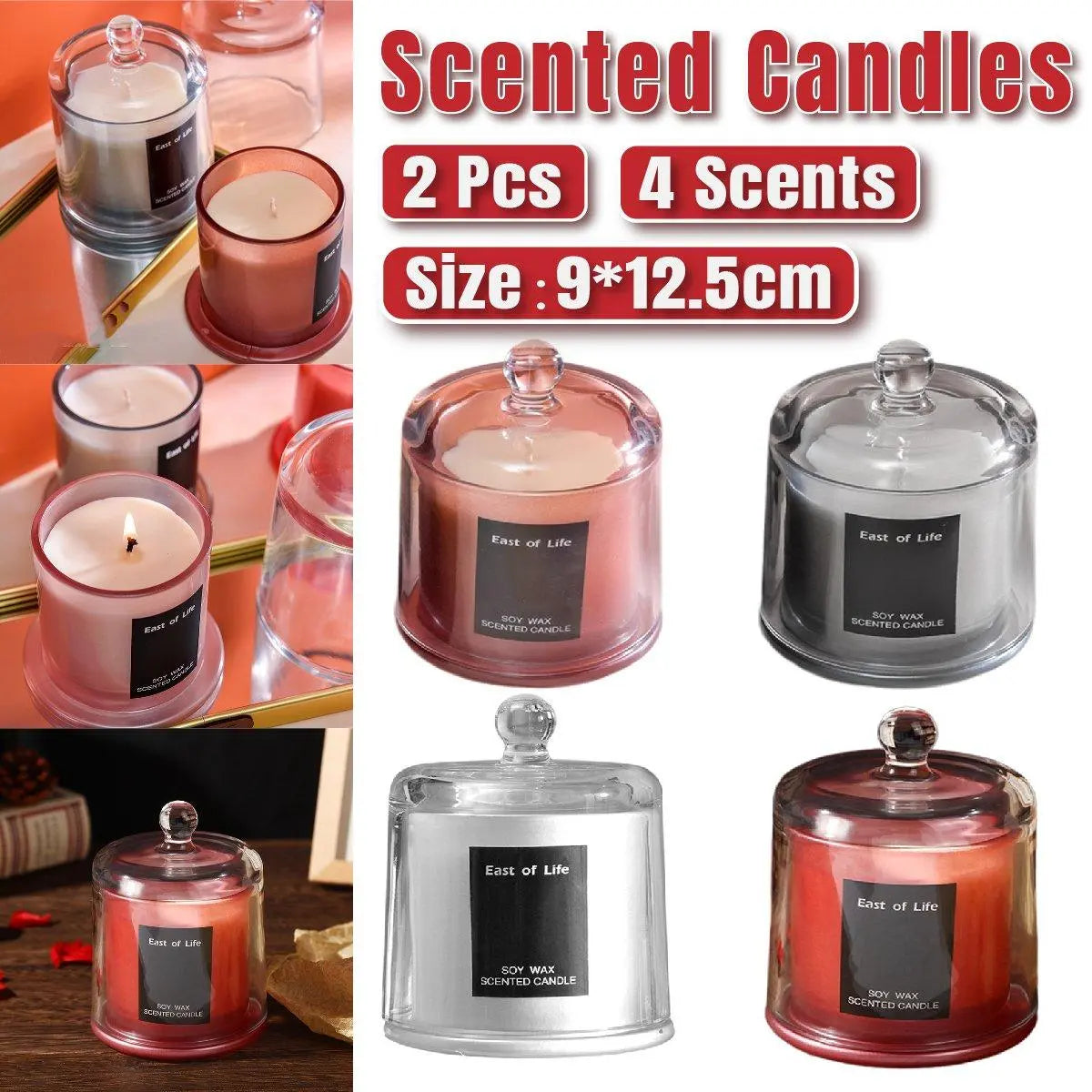 2Pcs Smokeless Glass Aromatherapy Candles Scented Gift Set for Relaxation - Lime Basil Wholesale Hub