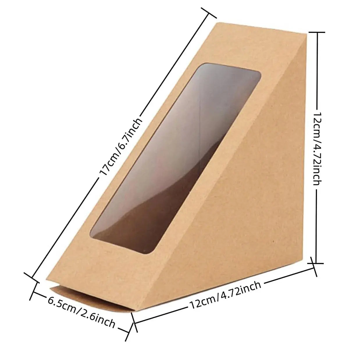 100PCS Sandwich Wedge Box Triangle Paper Container Cupcake Cake Box with Window - Cowhide Wholesale Hub