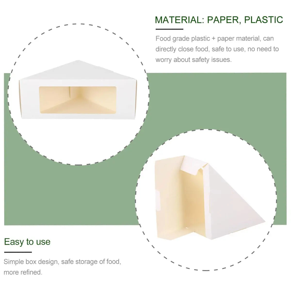 100PCS Sandwich Wedge Box Triangle Paper Container Cupcake Cake Box with Window - Cowhide Wholesale Hub