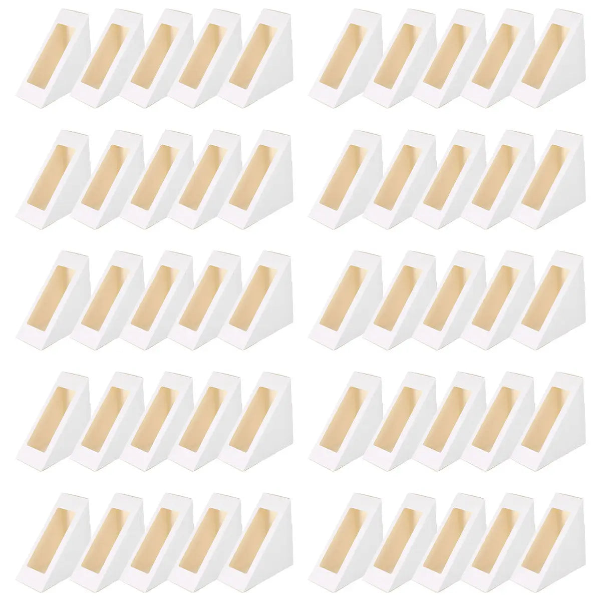 100PCS Sandwich Wedge Box Triangle Paper Container Cupcake Cake Box with Window - Cowhide Wholesale Hub
