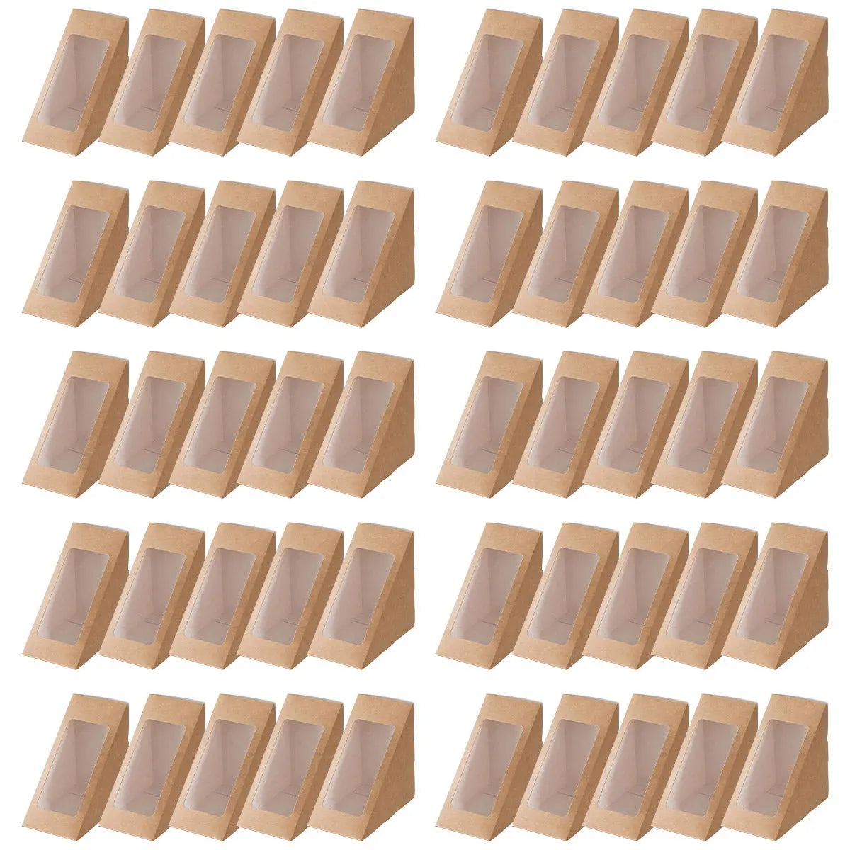 100PCS Sandwich Wedge Box Triangle Paper Container Cupcake Cake Box with Window - Cowhide Wholesale Hub