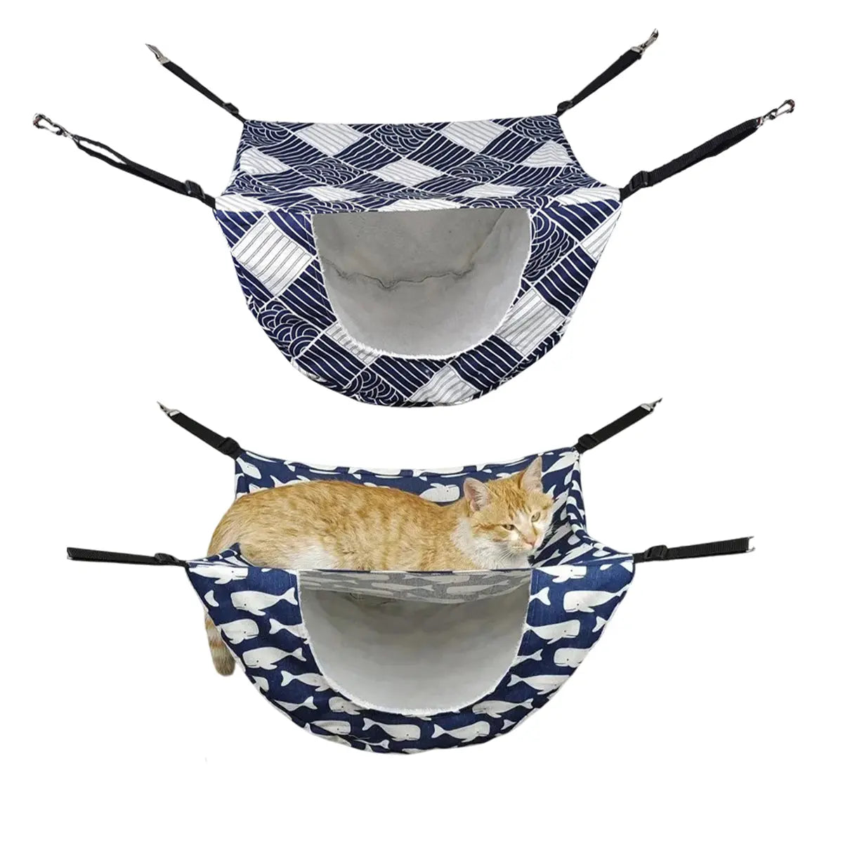 Cat Hammock Hanging Bed Cage Nest Soft Pet House Basket Cat Sleeping Supplies - Sea Blue Checkered Wholesale Hub