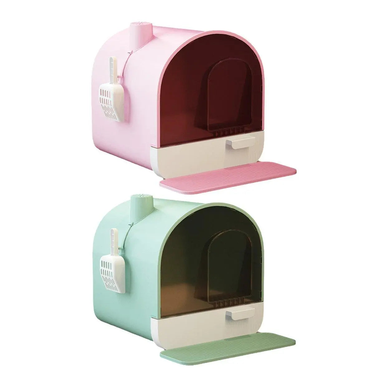 Fully Enclosed Cat Litter Pan Large Litter Box with Drawer Cat Toilet Tray - Green Wholesale Hub
