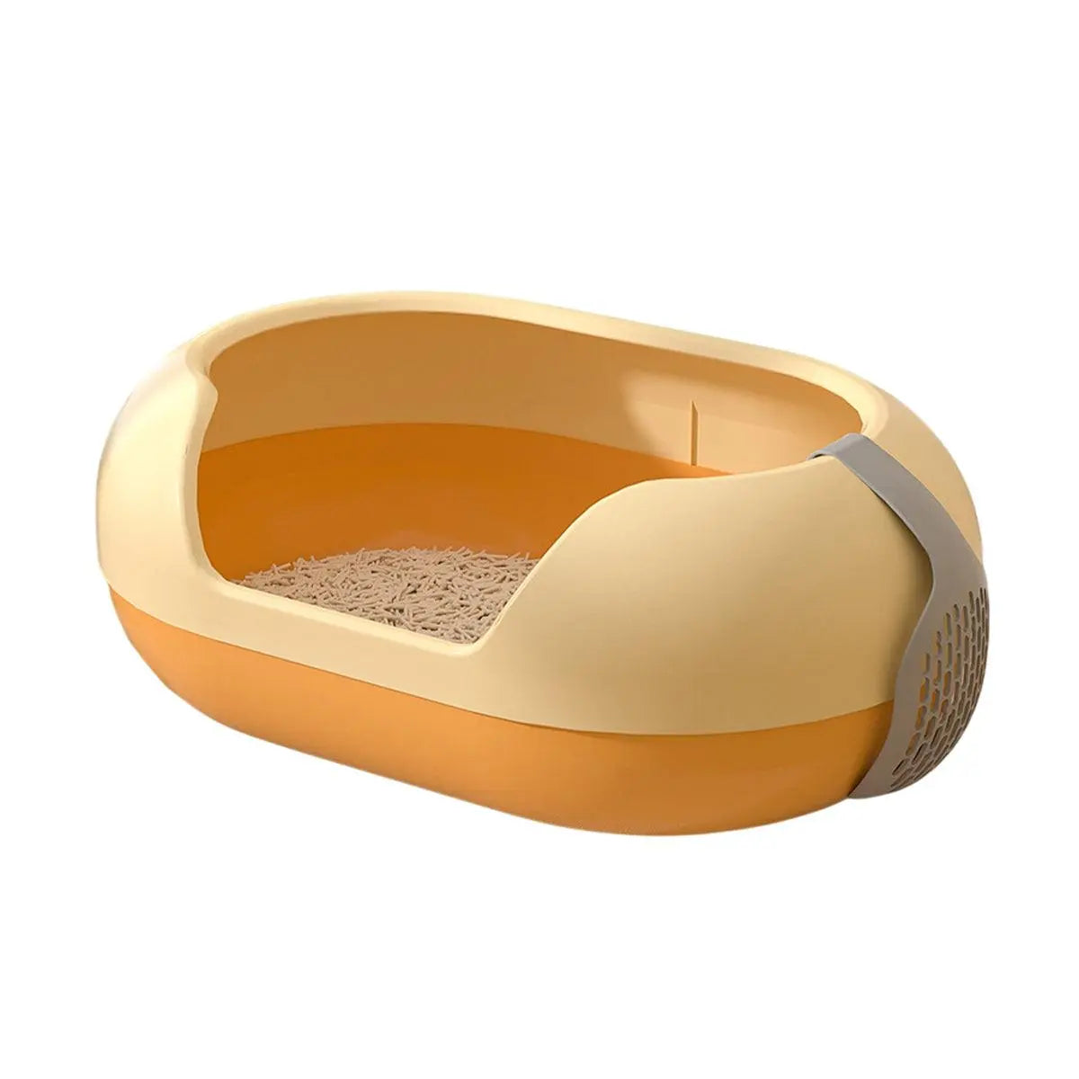 Large Semi Closed Cat Litter Box Covered Litter Pan for Cats Easy Clean Design - Orange Wholesale Hub