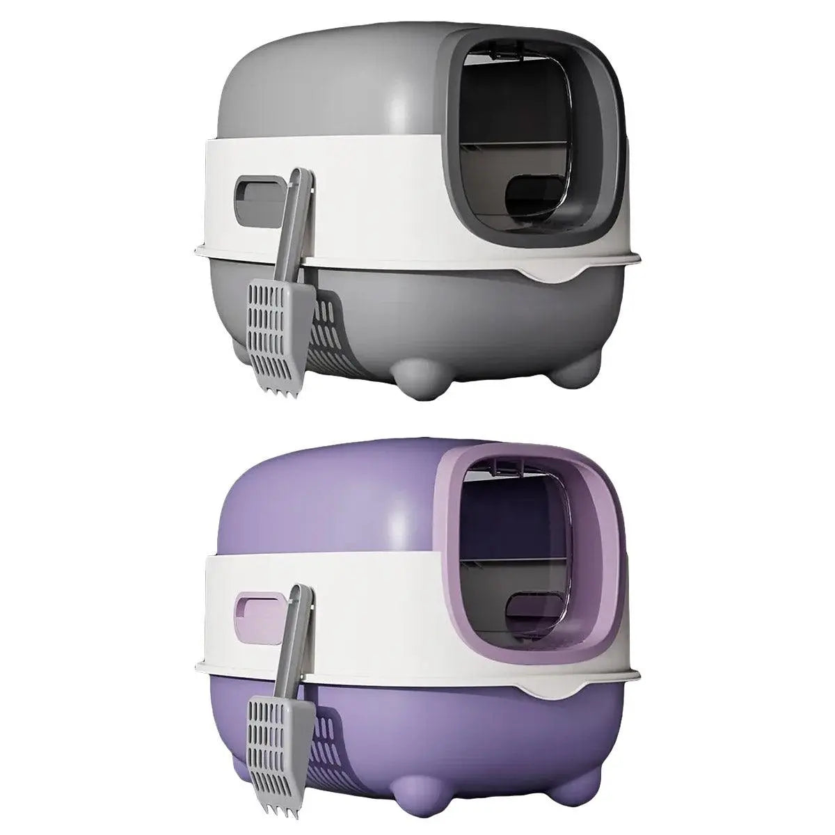 Large Fully Enclosed Cat Litter Box Lift Lid Odour Control Easy Clean Kitty - Purple Wholesale Hub