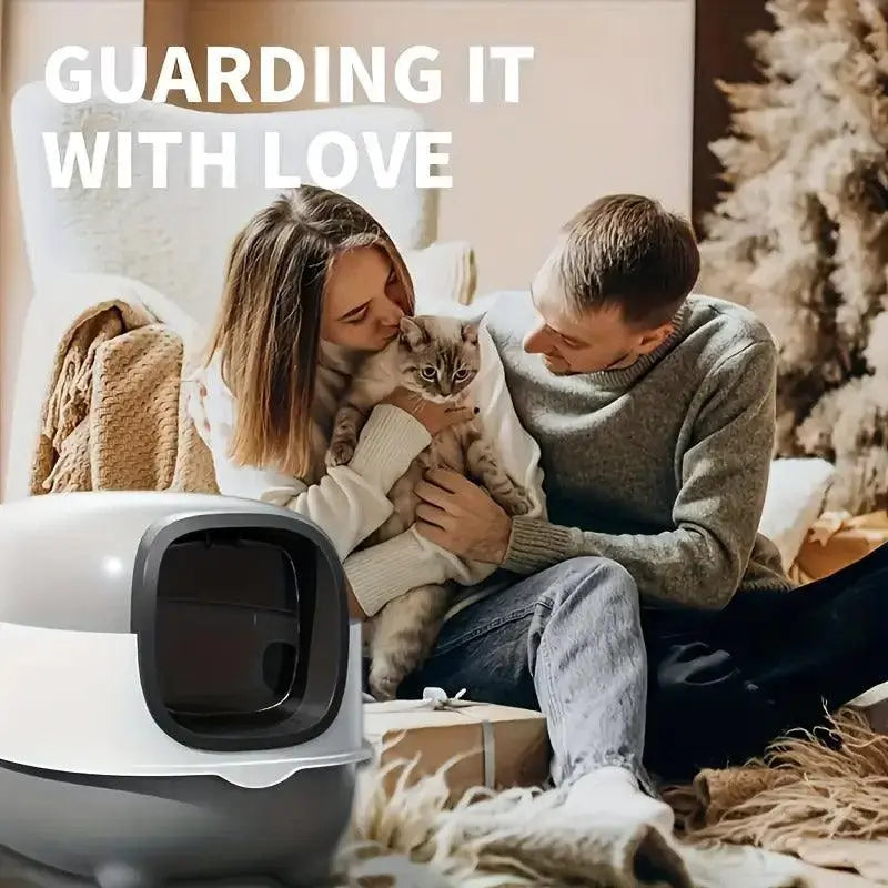 Large Fully Enclosed Cat Litter Box Lift Lid Odour Control Easy Clean Kitty - Purple Wholesale Hub