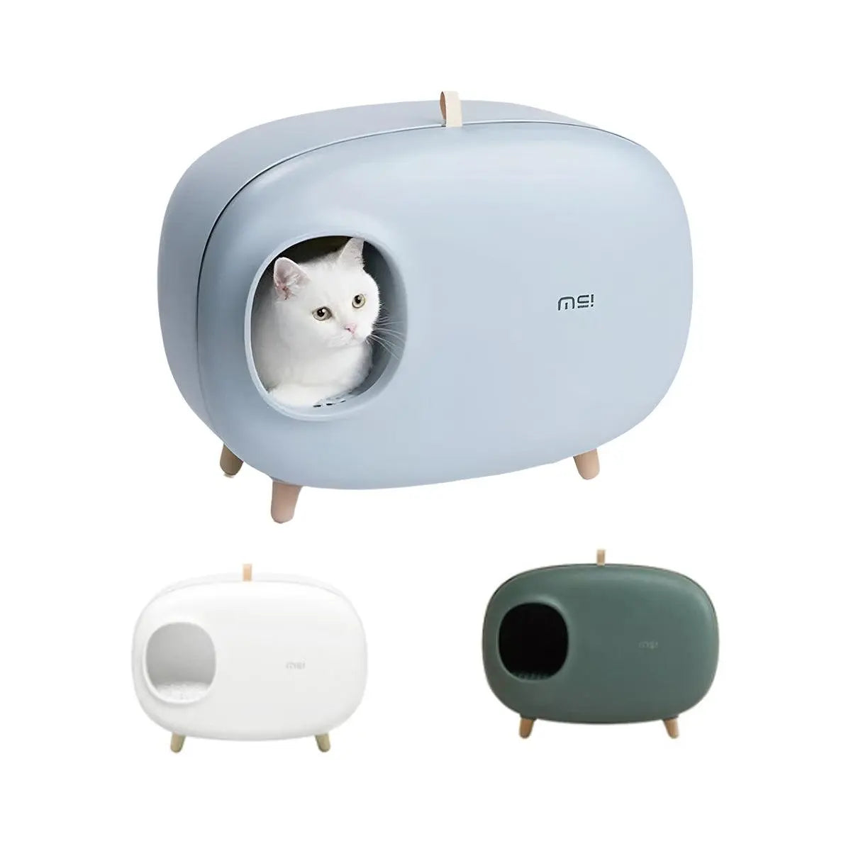 Cat Litter Box Semi-closed Cat Supplies Cat Toilet Drawer Large Cat Litter Box - White Wholesale Hub