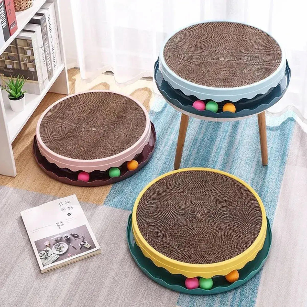 Cat Scratcher Turntable Toy Large Round Corrugated Board Nest Scratch Resistant - Blue Wholesale Hub