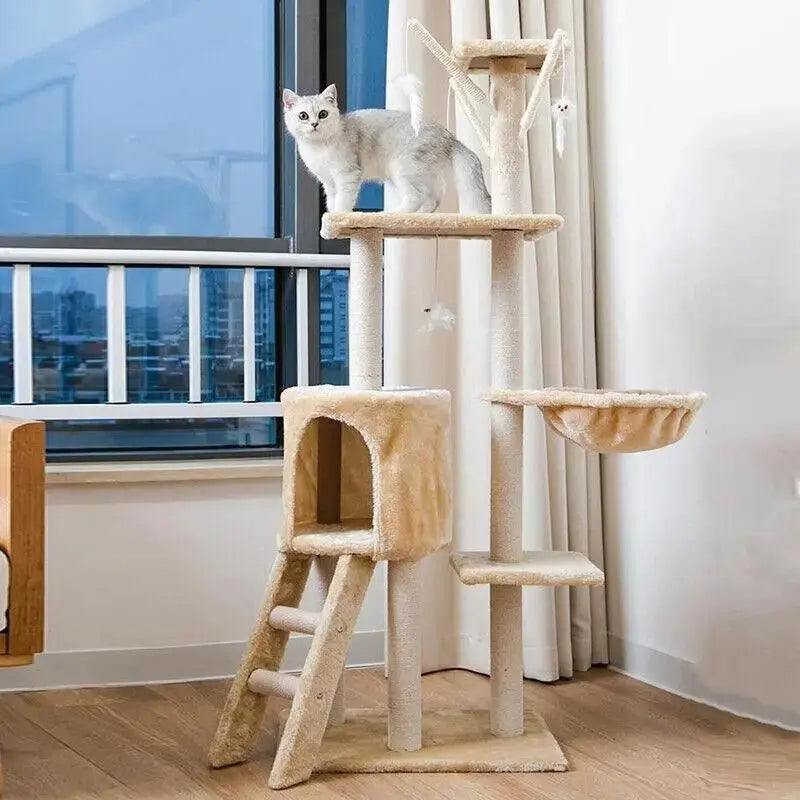 Cat Tree Scratching Post Gym House Condo Scratcher Furniture Tower - Grey-Black Wholesale Hub