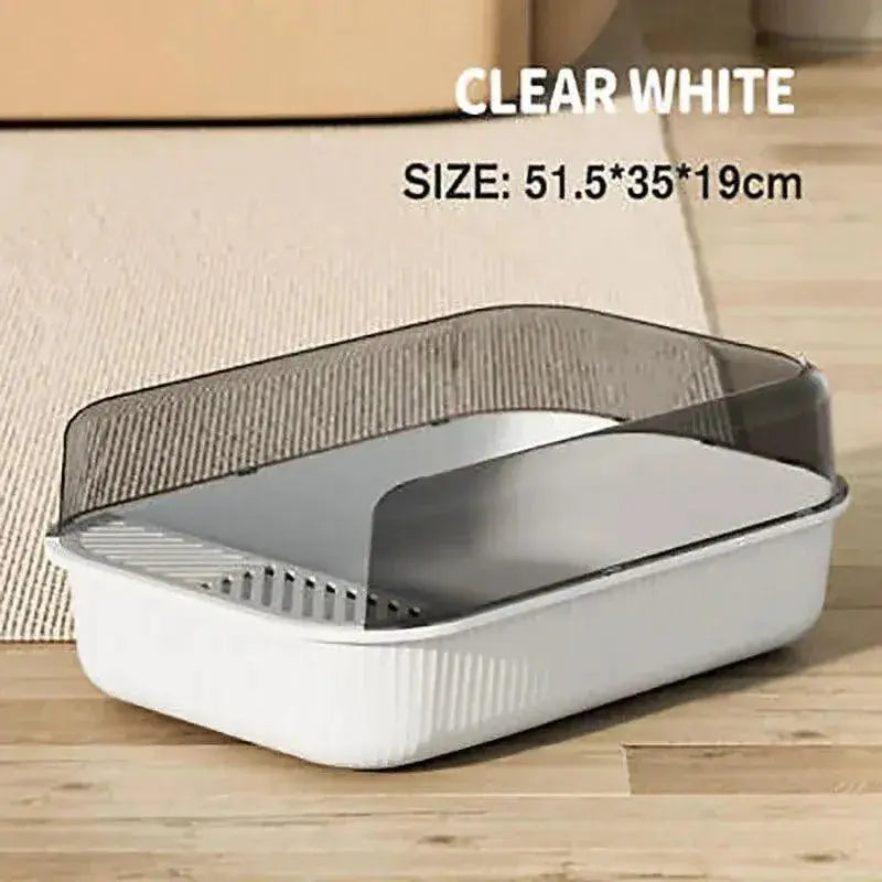 Litter Tray Box with Splash Guard and Wide Opening for Cats Open Top Design - Grey Wholesale Hub