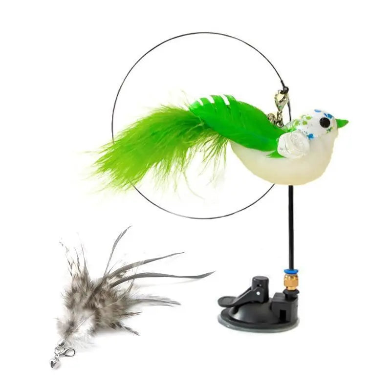 Cat Play Toy Simulation Birds Teaser Wand Interactive Stick with Suction Cup - 2 Wholesale Hub