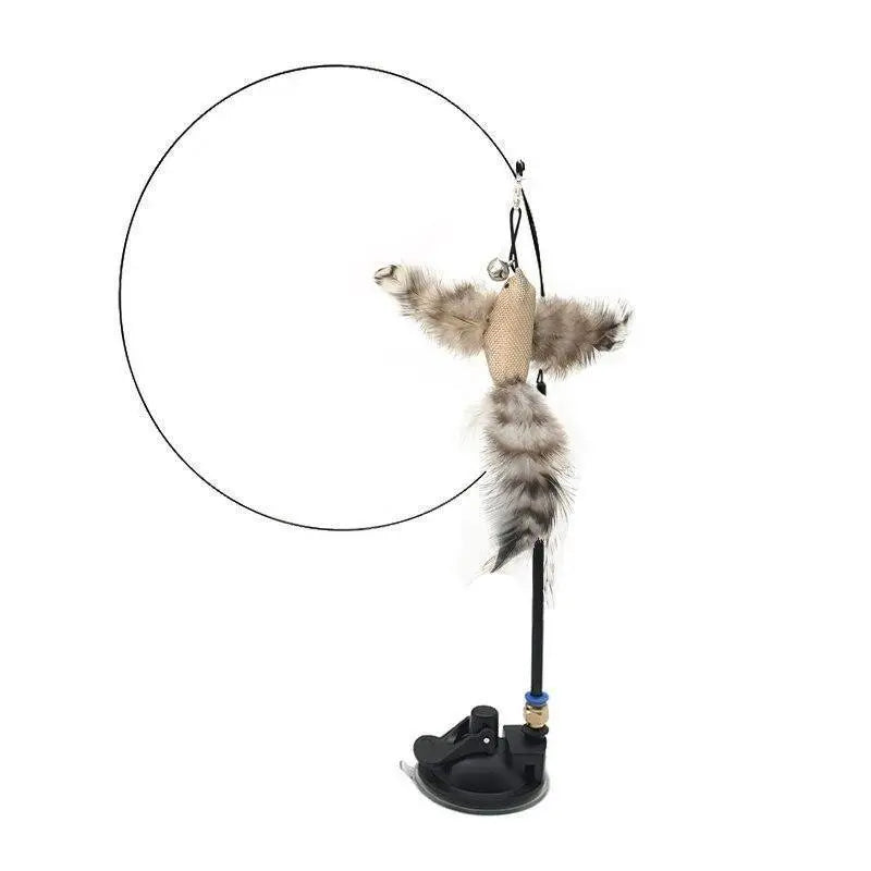 Cat Play Toy Simulation Birds Teaser Wand Interactive Stick with Suction Cup - 2 Wholesale Hub