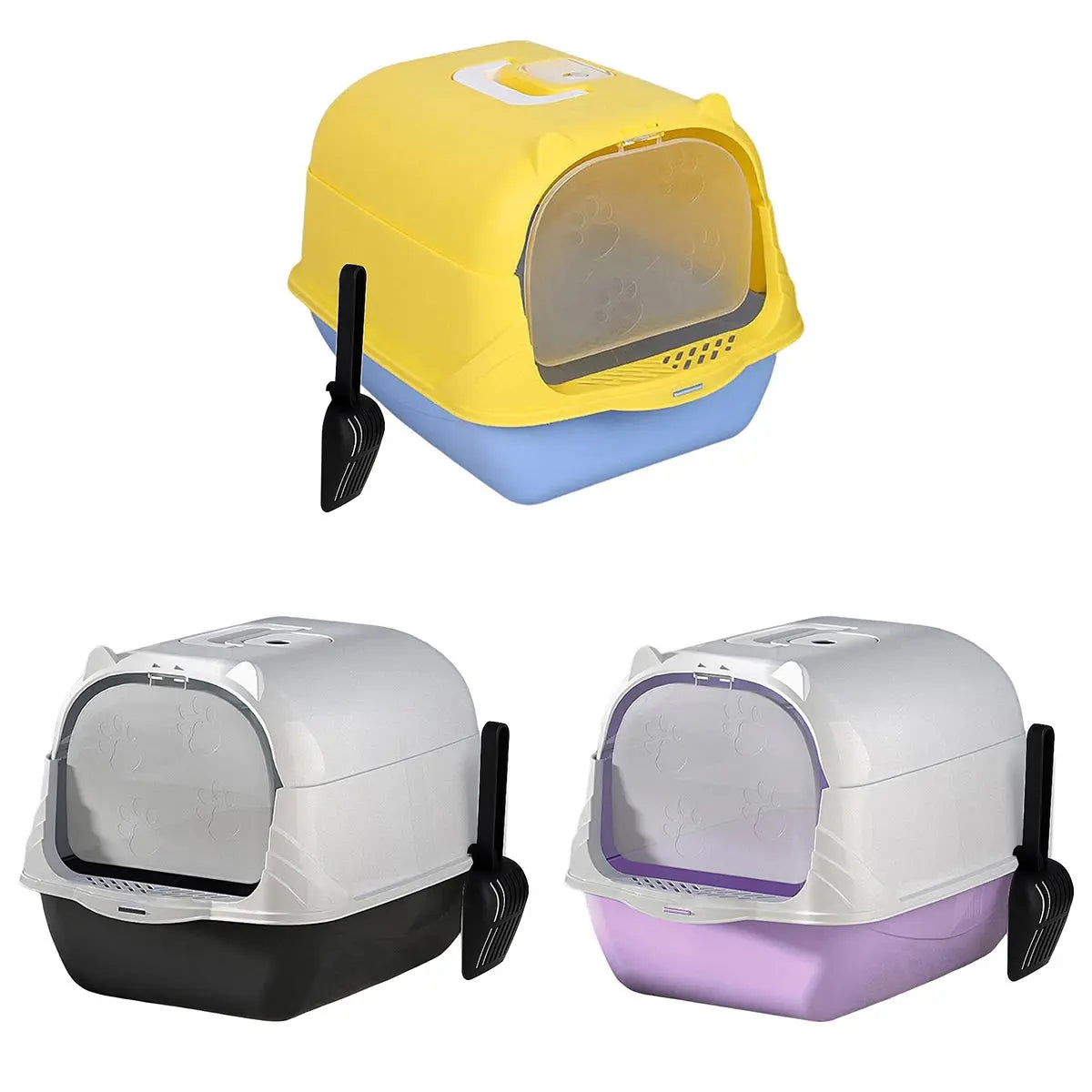 Enclosed Cat Litter Box Lid Scoop Splash Proof Lift Top Removable Toilet Tray - Black Wholesale Hub