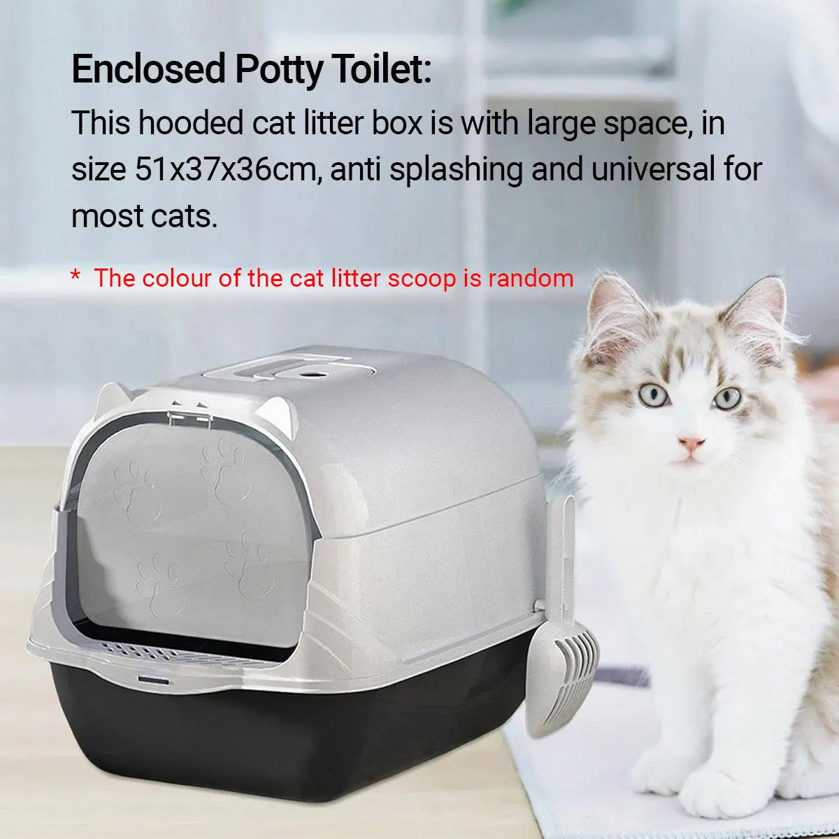 Enclosed Cat Litter Box Lid Scoop Splash Proof Lift Top Removable Toilet Tray - Purple Wholesale Hub