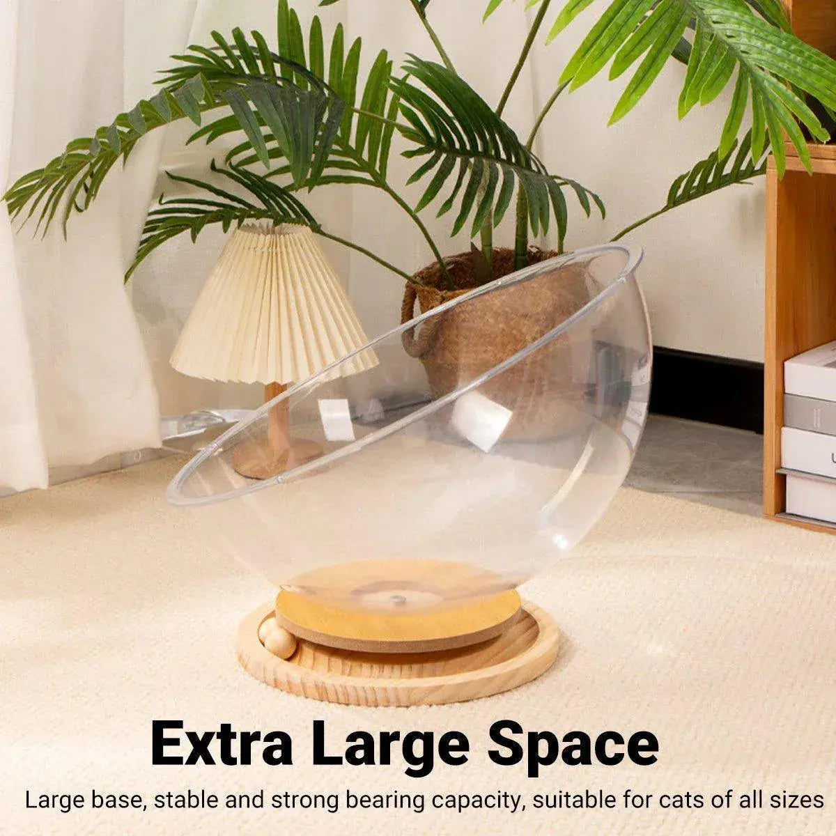 Four Seasons Acrylic Space Capsule Cat Bed Semi-closed Cool Nest Turntable Toy - L Wholesale Hub