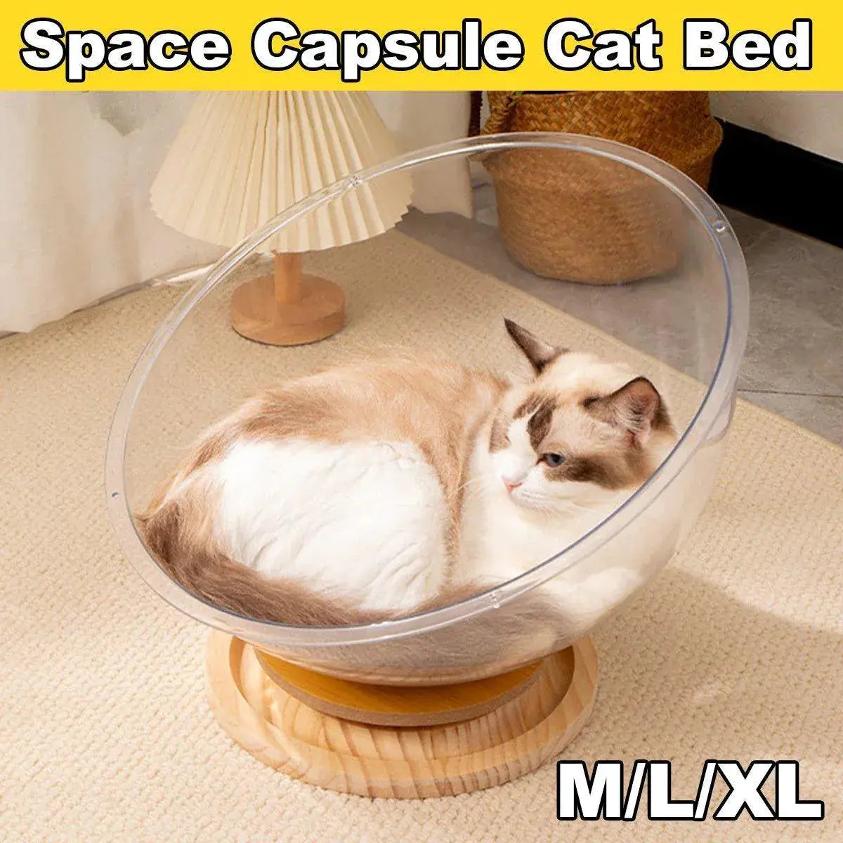 Four Seasons Acrylic Space Capsule Cat Bed Semi-closed Cool Nest Turntable Toy - XL Wholesale Hub