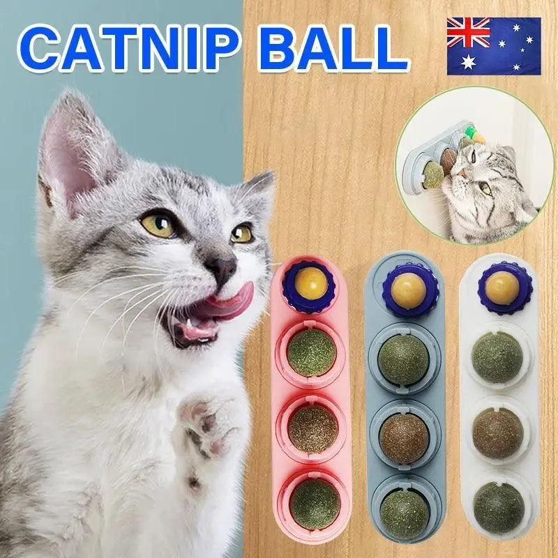 Cat Toy Catnip Ball Lick Solid Nutrition Help Digestion Wall Mount Hair Remover - Pink Wholesale Hub