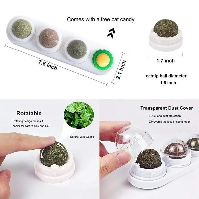 Cat Toy Catnip Ball Lick Solid Nutrition Help Digestion Wall Mount Hair Remover - Pink Wholesale Hub