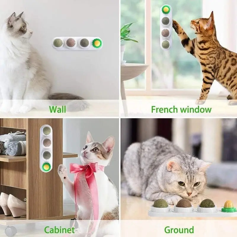 Cat Toy Catnip Ball Lick Solid Nutrition Help Digestion Wall Mount Hair Remover - Pink Wholesale Hub