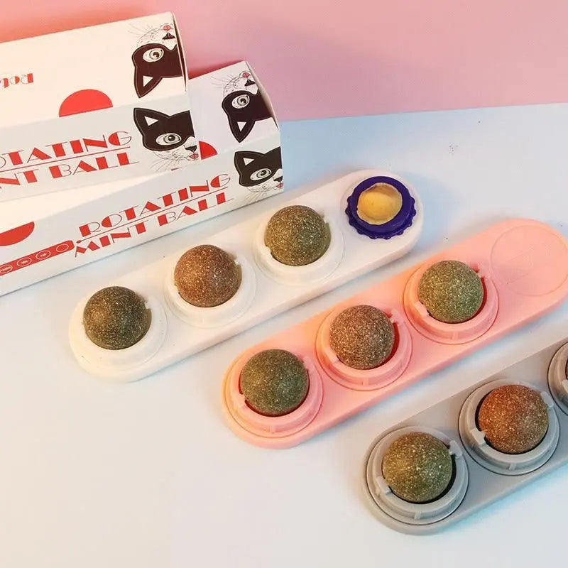 Cat Toy Catnip Ball Lick Solid Nutrition Help Digestion Wall Mount Hair Remover - Pink Wholesale Hub