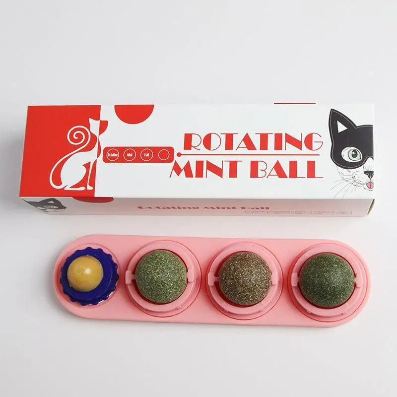 Cat Toy Catnip Ball Lick Solid Nutrition Help Digestion Wall Mount Hair Remover - Pink Wholesale Hub