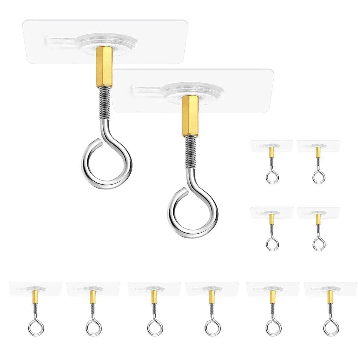 12 PCS Heavy Duty Self Adhesive Hooks Stainless Steel Ceiling Hooks for Home - Closed Wholesale Hub