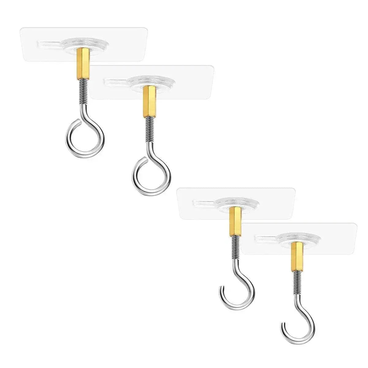12 PCS Heavy Duty Self Adhesive Hooks Stainless Steel Ceiling Hooks for Home - Closed Wholesale Hub
