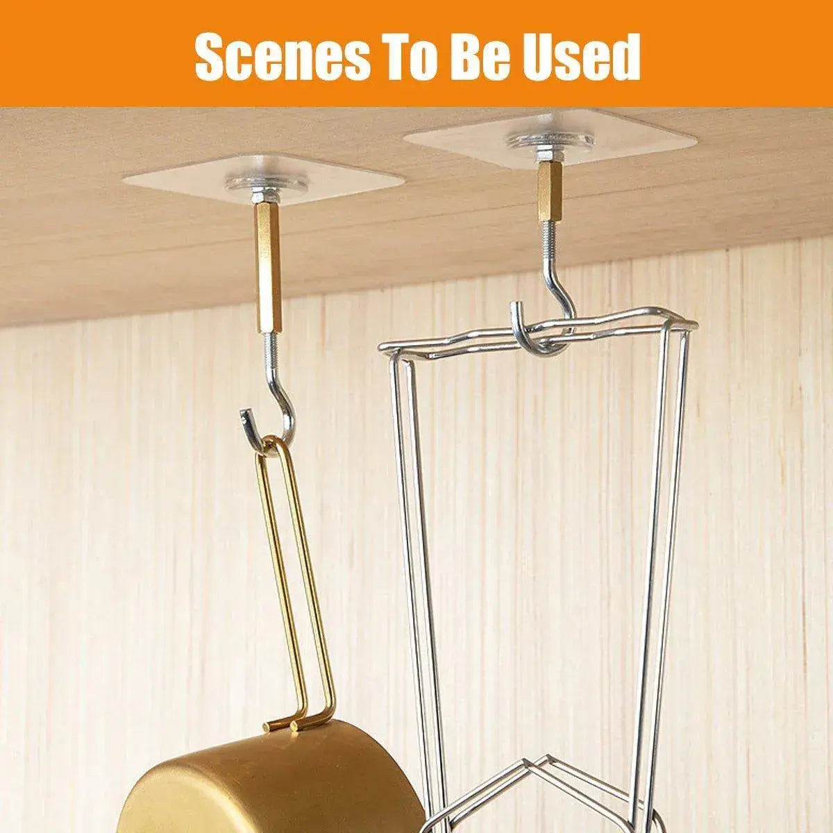 12 PCS Heavy Duty Self Adhesive Hooks Stainless Steel Ceiling Hooks for Home - Closed Wholesale Hub