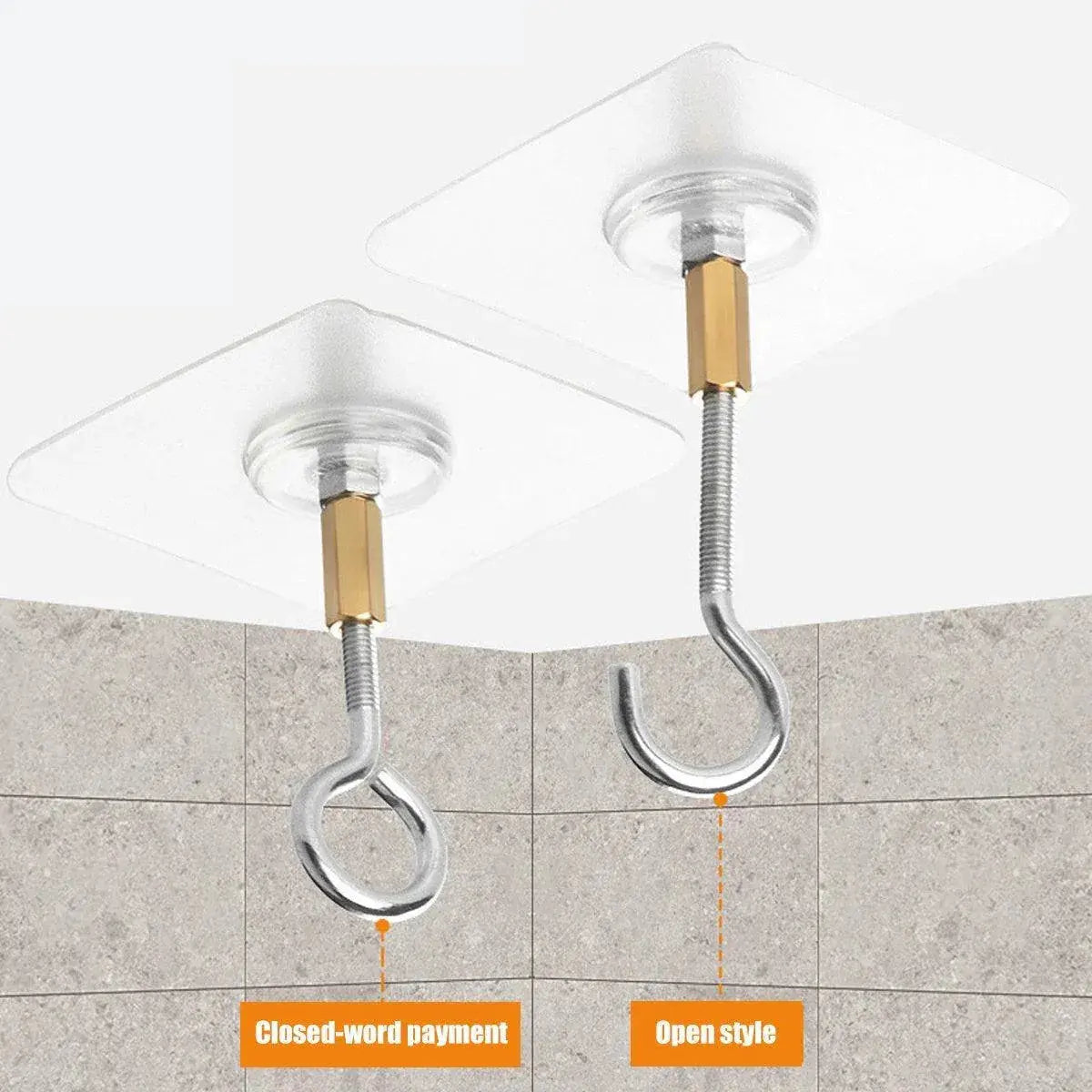 12 PCS Heavy Duty Self Adhesive Hooks Stainless Steel Ceiling Hooks for Home - Closed Wholesale Hub