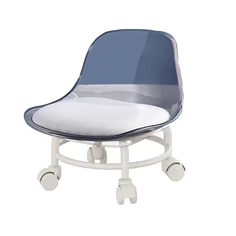 Stool with Universal Wheels Pulley Short Stool with Backrest Comfortable Seat - Pink Wholesale Hub