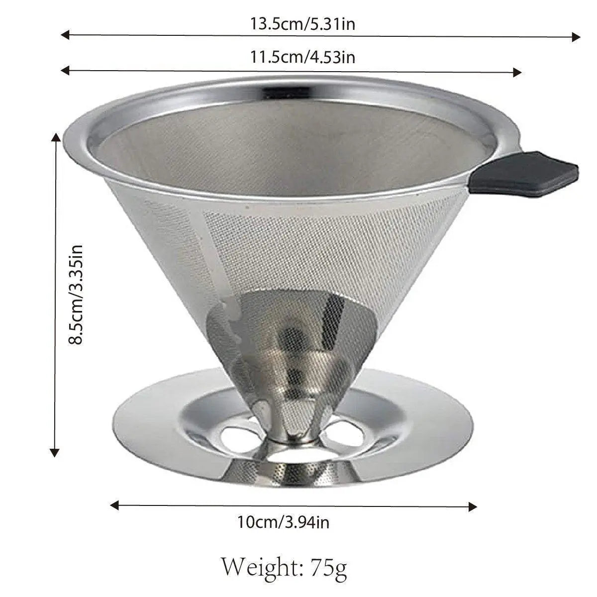 Stainless Steel Double Layer Hand Coffee Filter 600 Mesh Paper-Free Tea Funnel Wholesale Hub