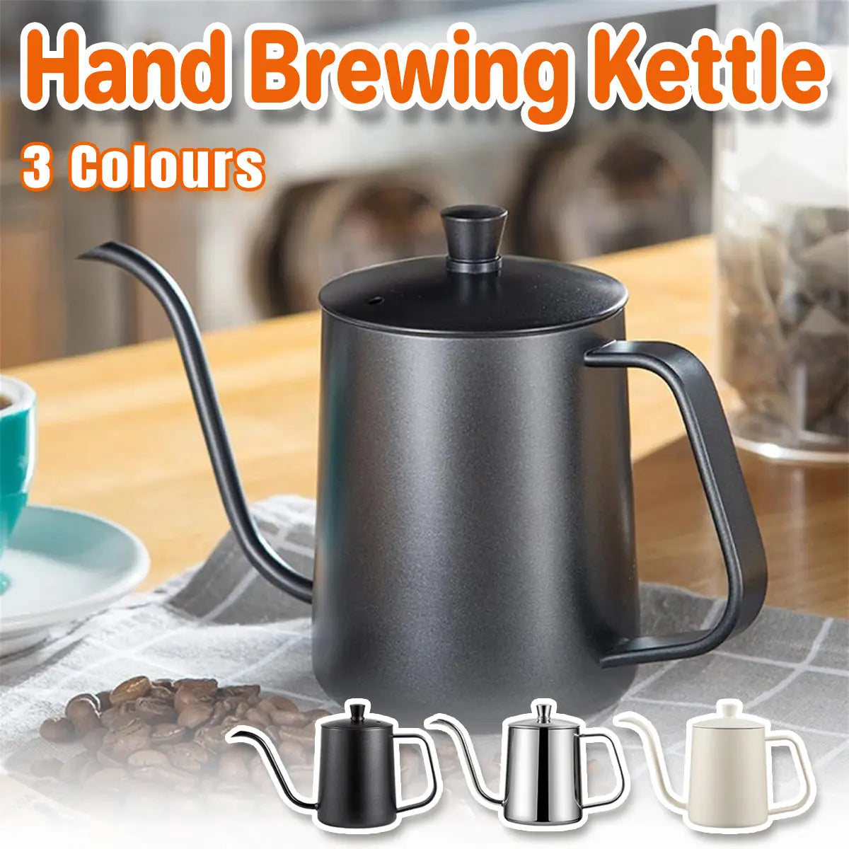 Hand Drip Coffee Pot Stainless Steel Fine Spout Hanging Ear Filter Cup Kettle - Black Wholesale Hub