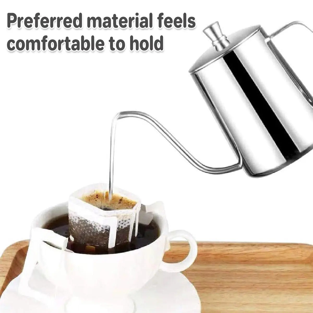 Hand Drip Coffee Pot Stainless Steel Fine Spout Hanging Ear Filter Cup Kettle - Black Wholesale Hub