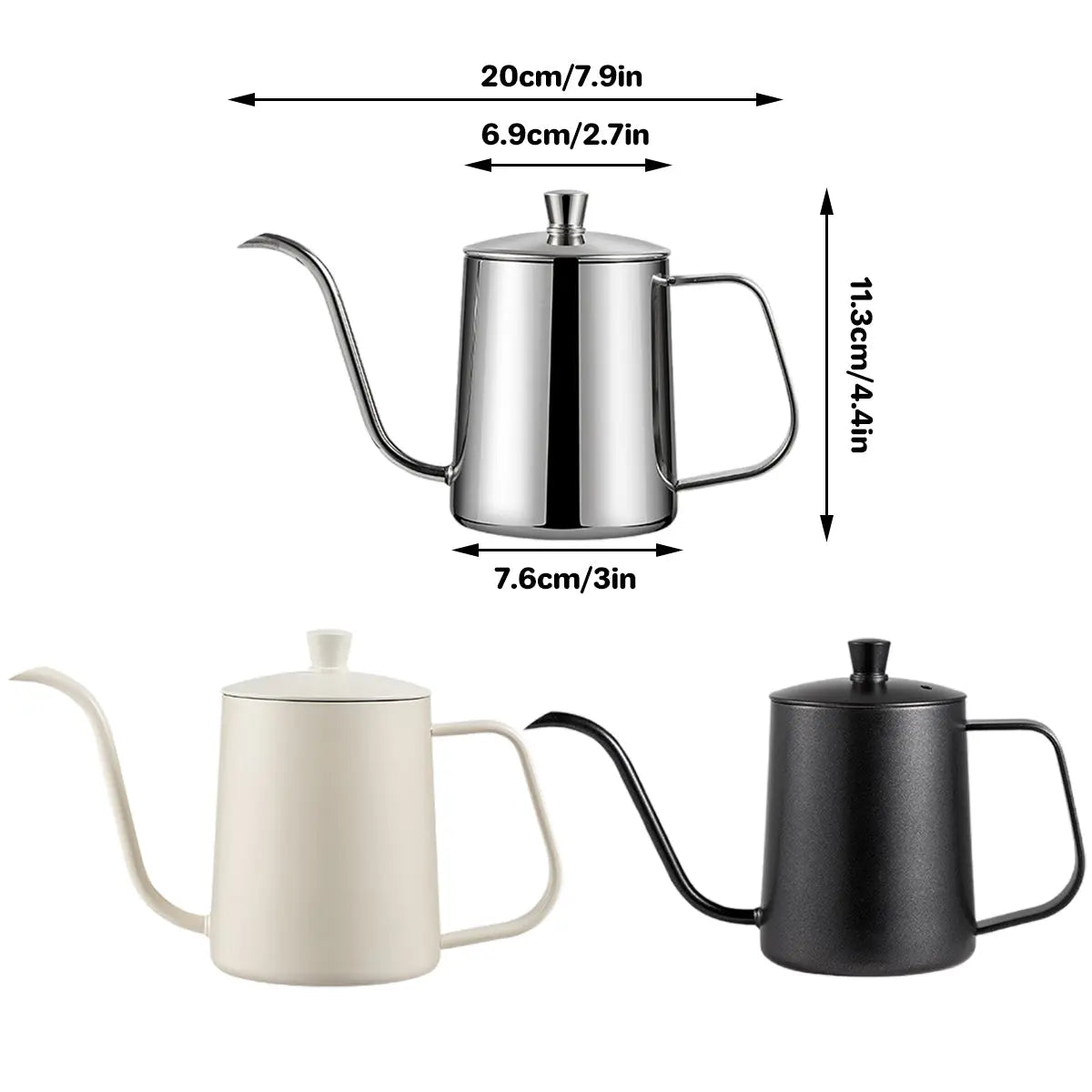 Hand Drip Coffee Pot Stainless Steel Fine Spout Hanging Ear Filter Cup Kettle - Silver Wholesale Hub