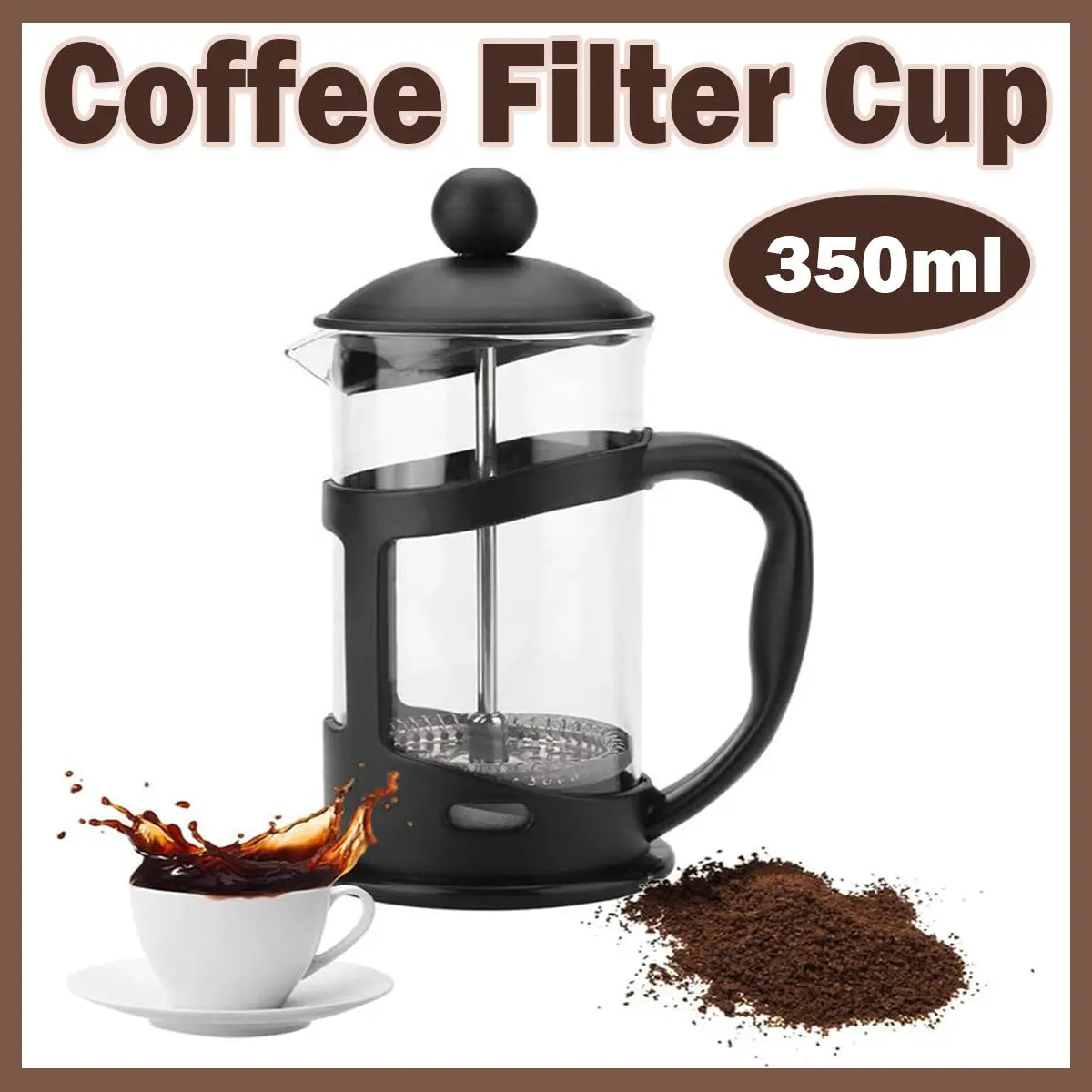 350ml French Press Coffee Maker Hand Press Tea Brewer with Filter Wholesale Hub