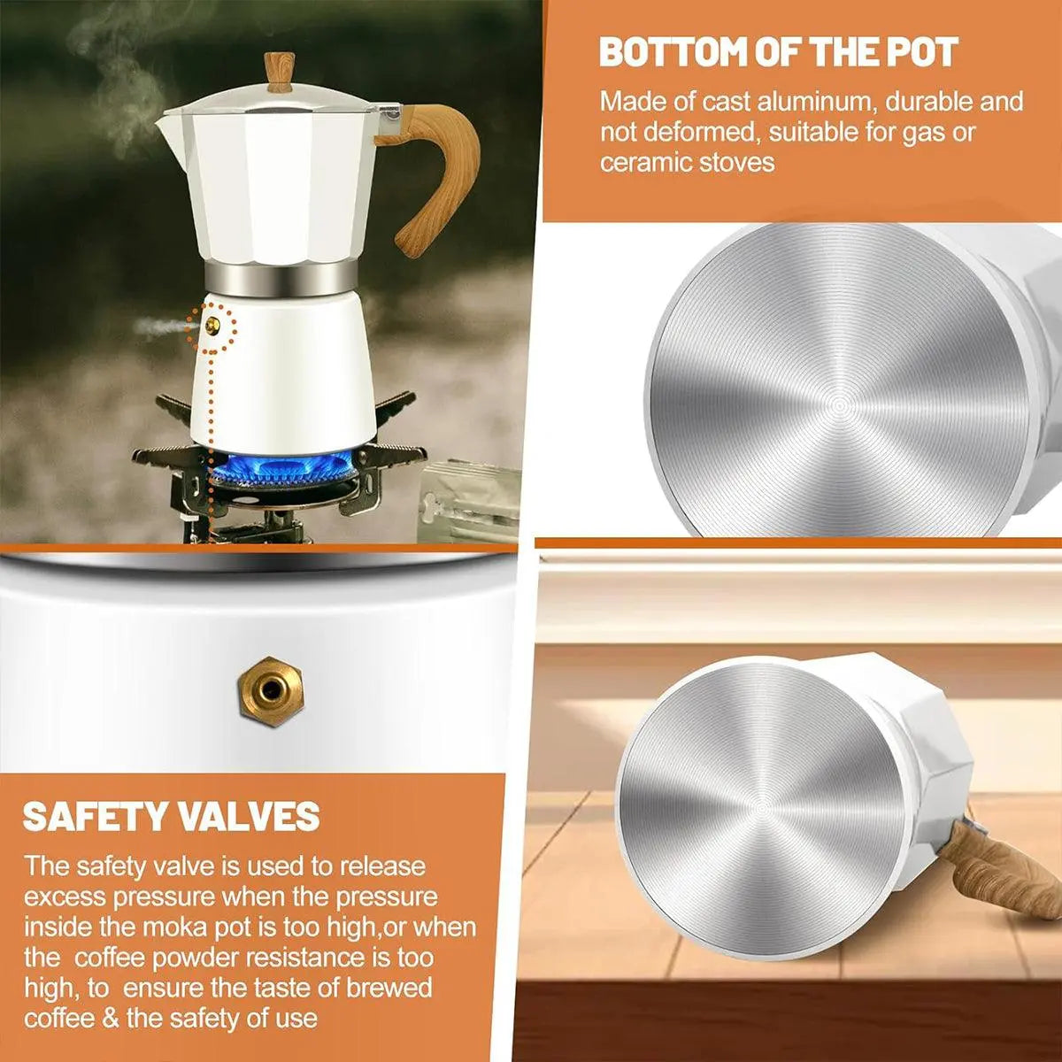 Portable Coffee Maker Wood Grain Handle Outdoor Manual Espresso Machine Camping - Beige-300ml Wholesale Hub