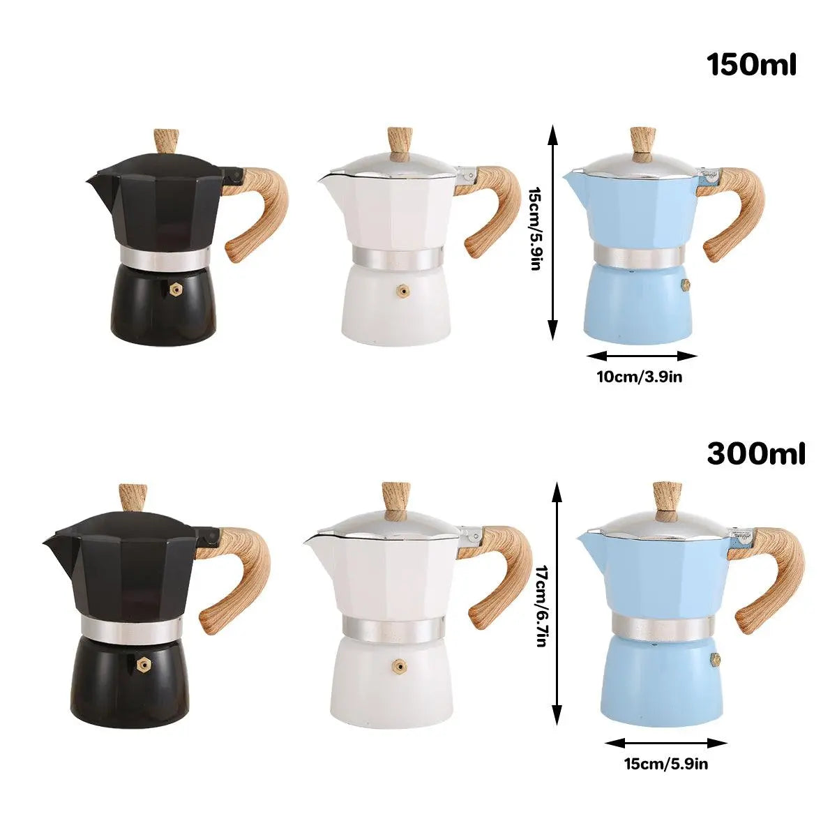 Portable Coffee Maker Wood Grain Handle Outdoor Manual Espresso Machine Camping - Blue-150ml Wholesale Hub